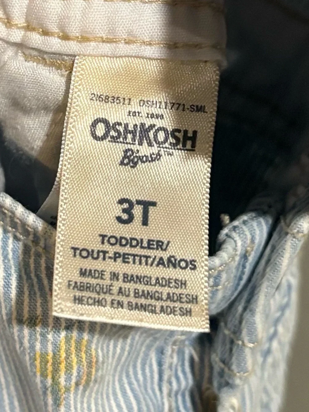 Vintage OshKosh B'gosh Light Blue Pinstripe Floral Overalls size 3t